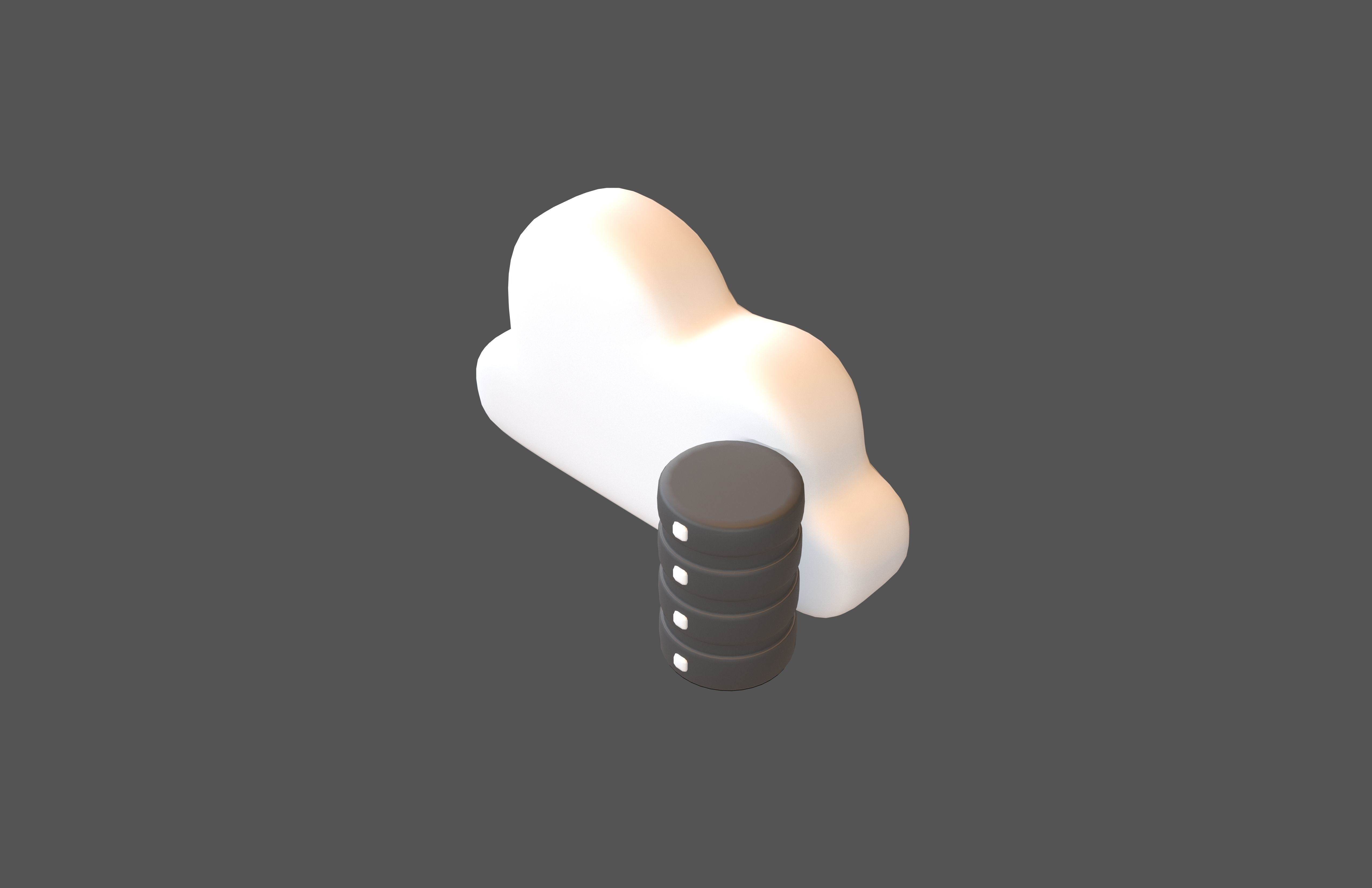 Cloud Database Icon v2 008 Low-poly 3D model_3