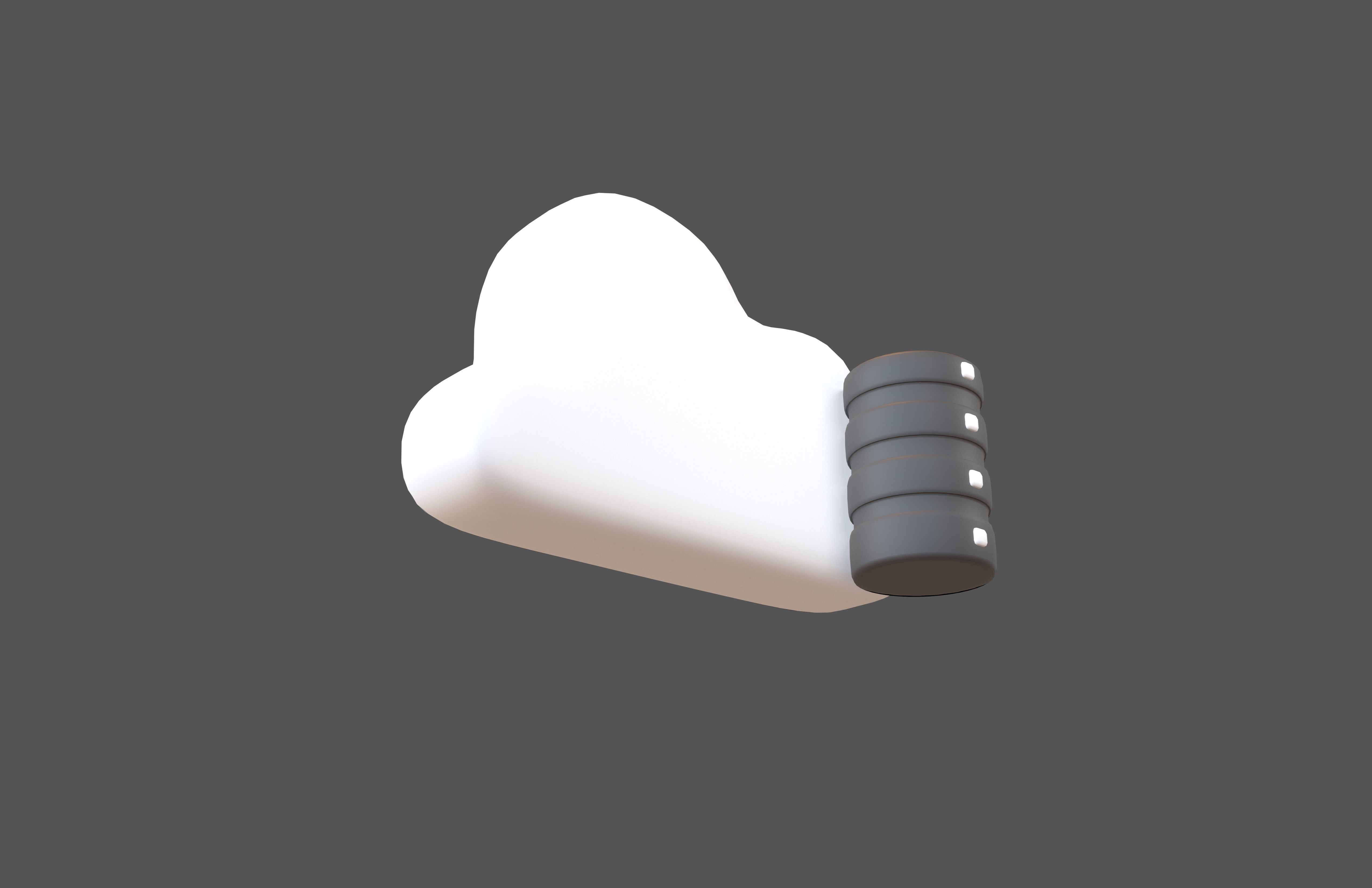 Cloud Database Icon v2 008 Low-poly 3D model_1