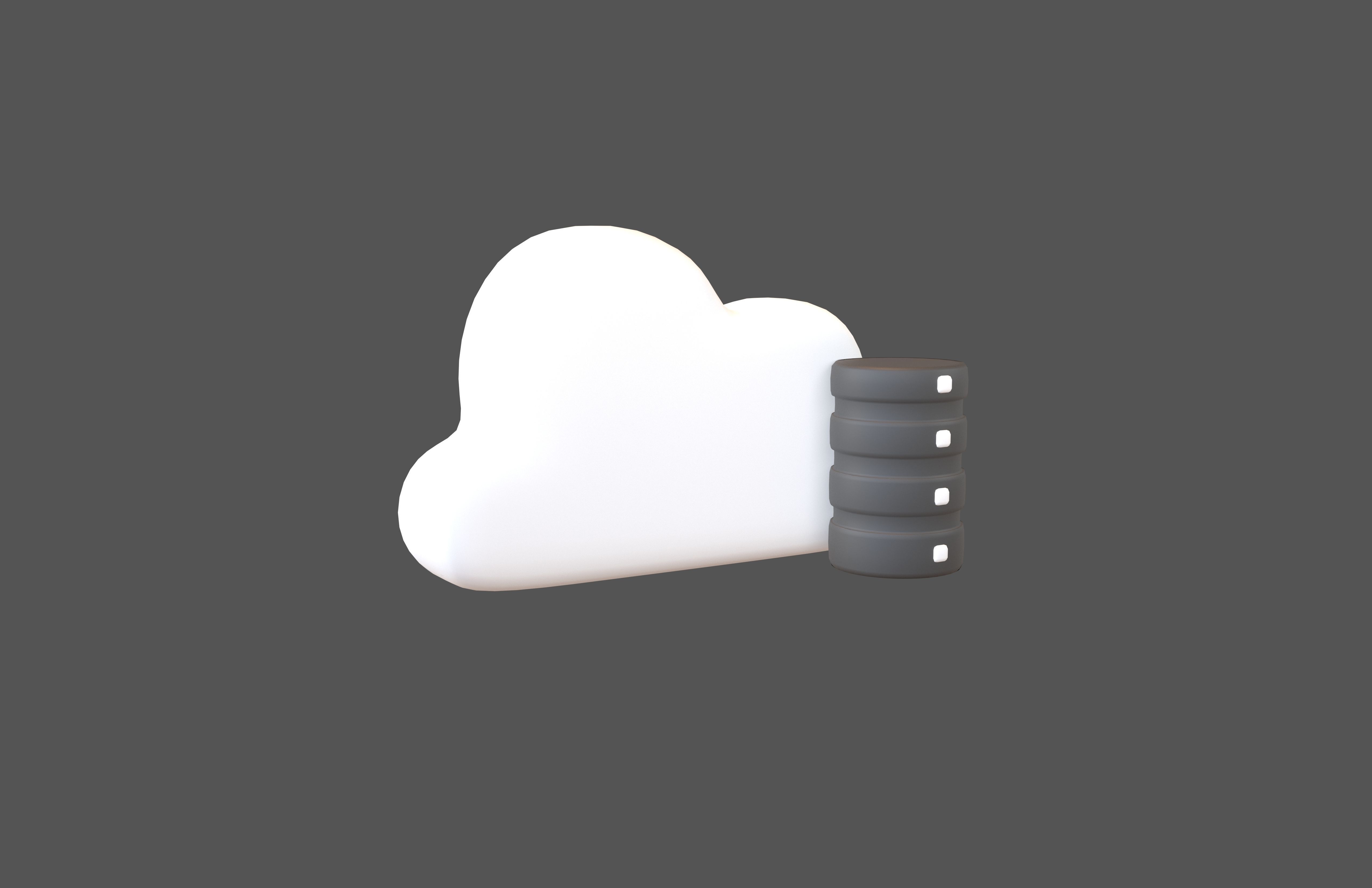 Cloud Database Icon v2 008 Low-poly 3D model_2