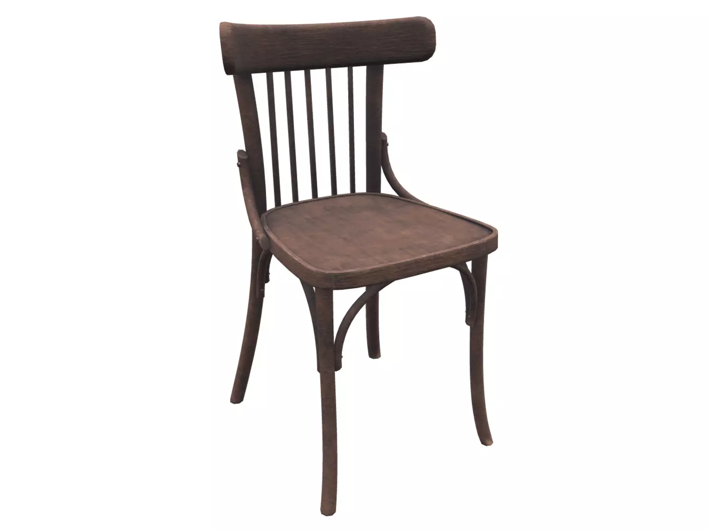 Old wooden chair Low-poly 3D model