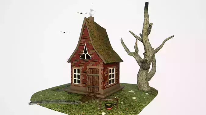 Fairy house Low-poly 3D model