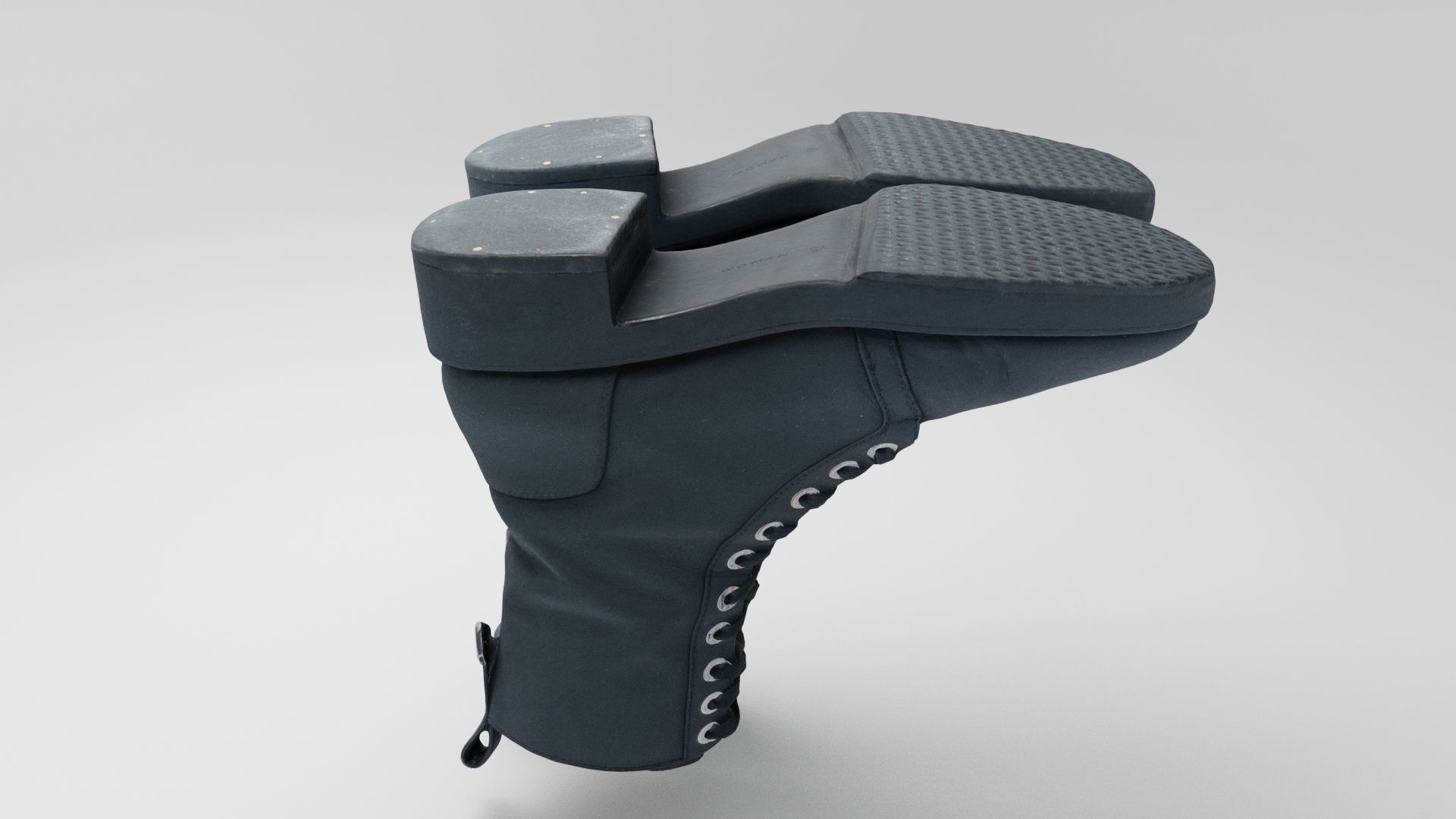 Pair of leather boots womans footwear shoes autumn spring season 3D model_2