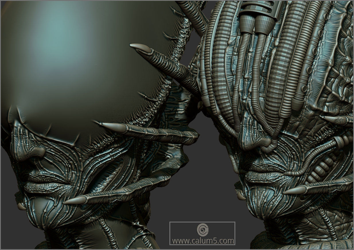 2 Giger style Alien Models 3D print model_12