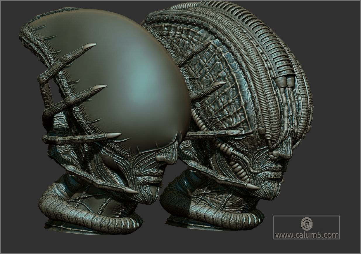 2 Giger style Alien Models 3D print model_10