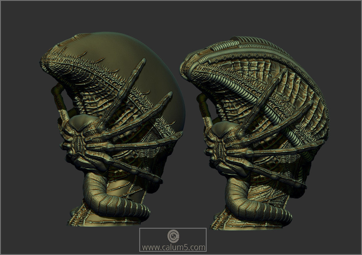 2 Giger style Alien Models 3D print model_8