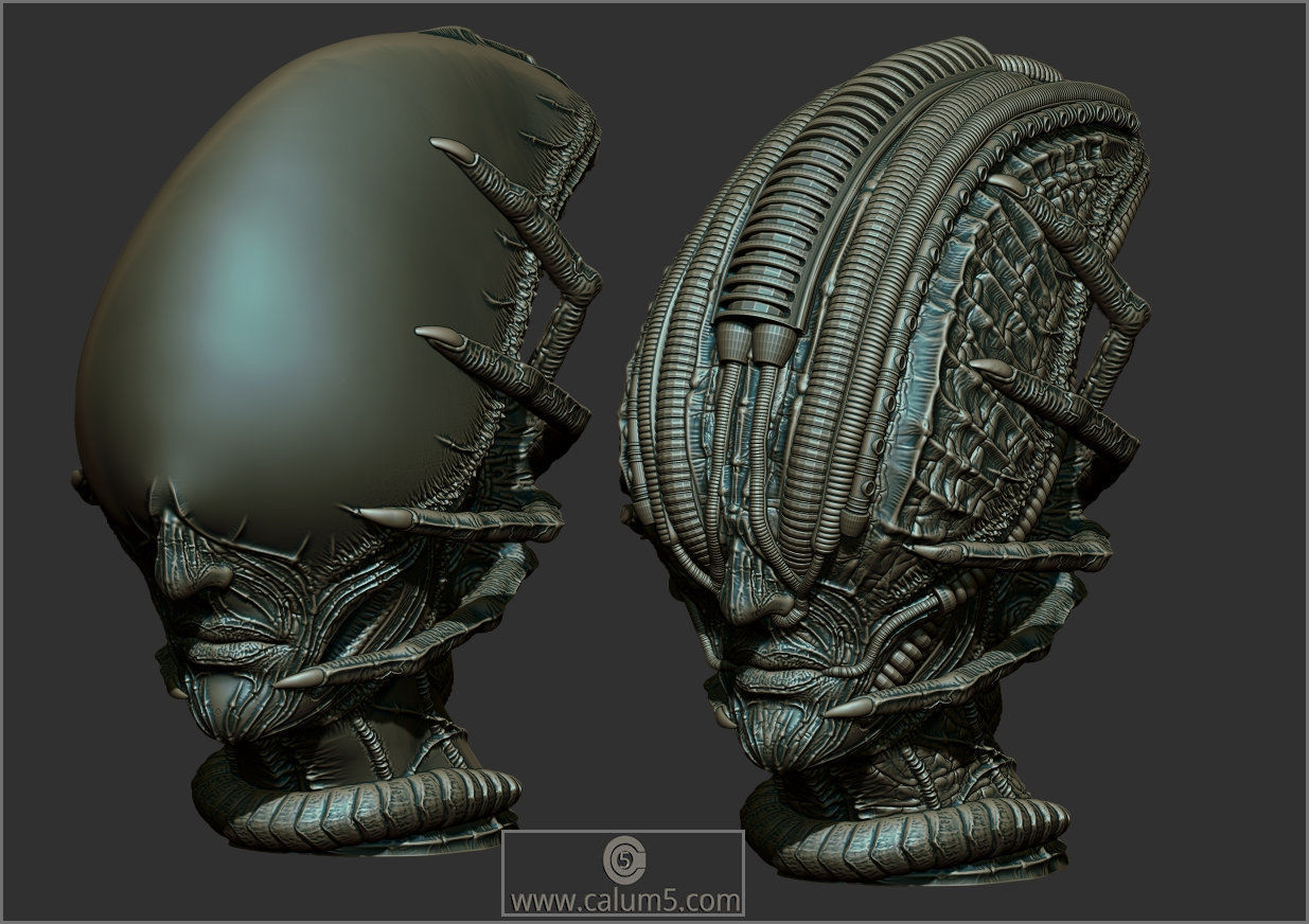 2 Giger style Alien Models 3D print model_9