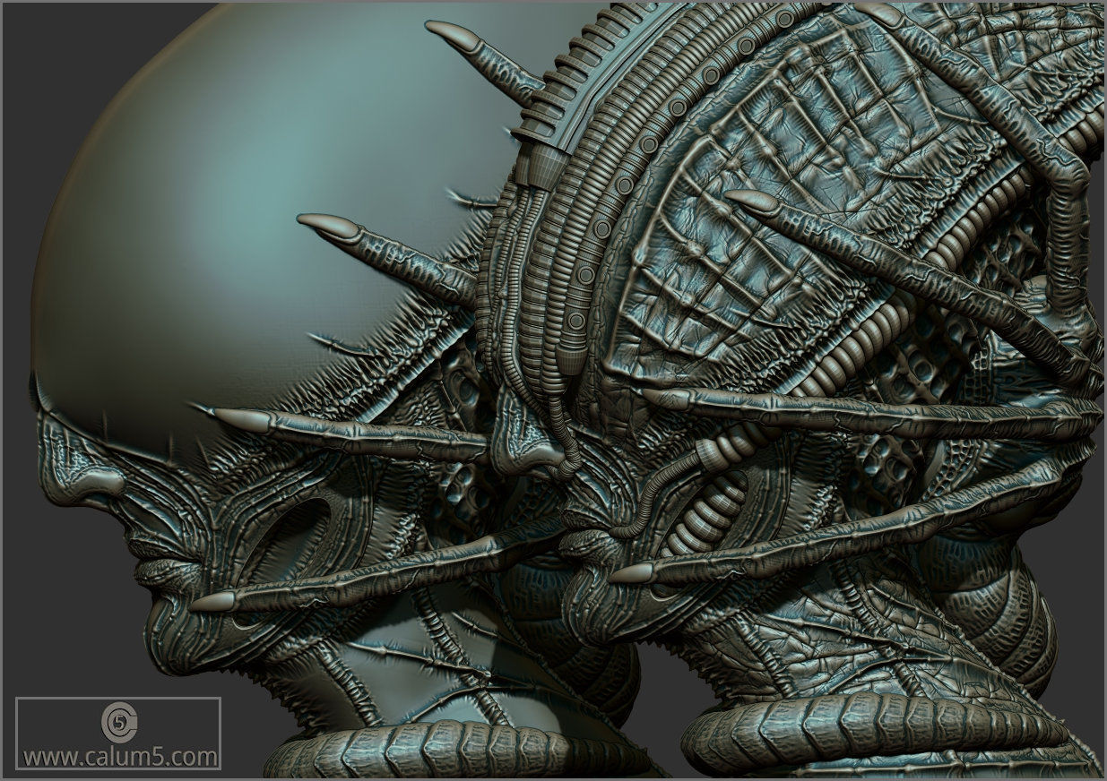 2 Giger style Alien Models 3D print model_17