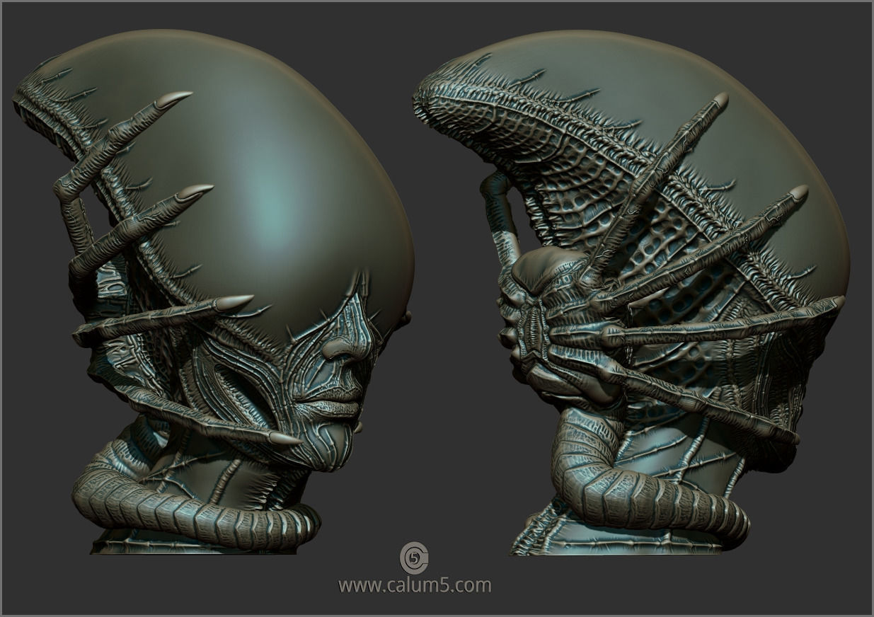 2 Giger style Alien Models 3D print model_14