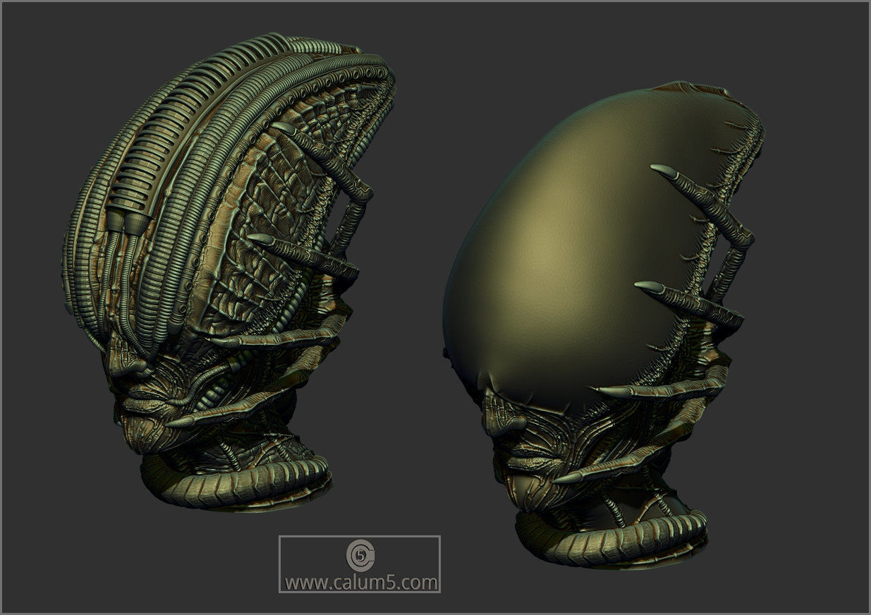 2 Giger style Alien Models 3D print model_6