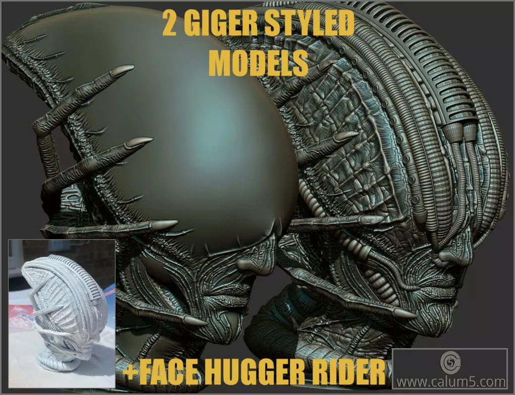 2 Giger style Alien Models 3D print model_0