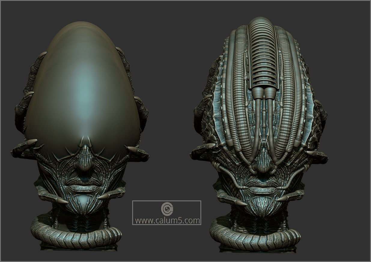 2 Giger style Alien Models 3D print model_11