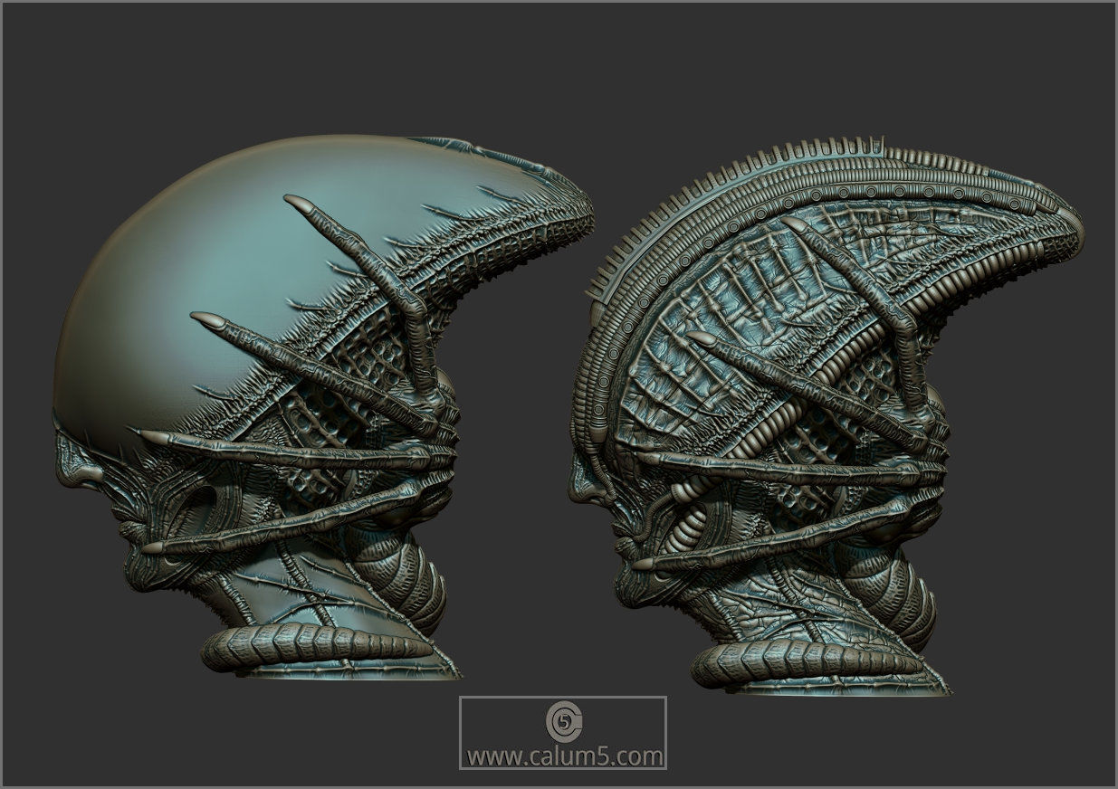 2 Giger style Alien Models 3D print model_18