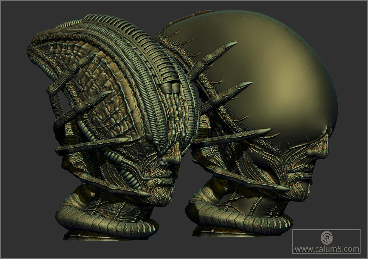 2 Giger style Alien Models 3D print model_7