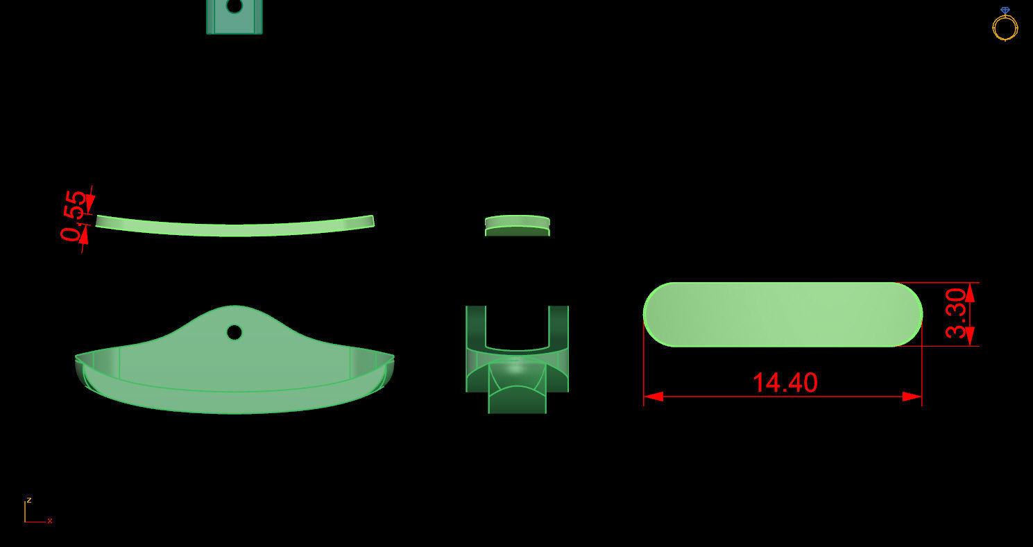 Jewelry Z 1 airplane cufflink gold 3D print model_11