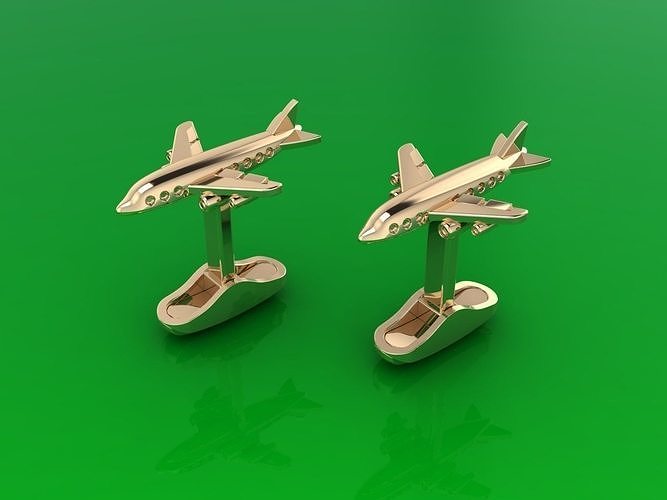 Jewelry Z 1 airplane cufflink gold 3D print model