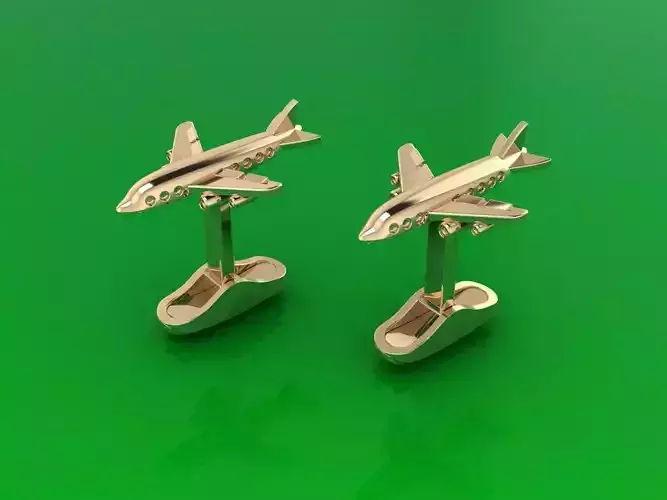 Jewelry Z 1 airplane cufflink gold 3D print model