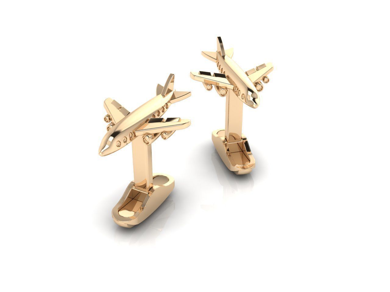 Jewelry Z 1 airplane cufflink gold 3D print model_1