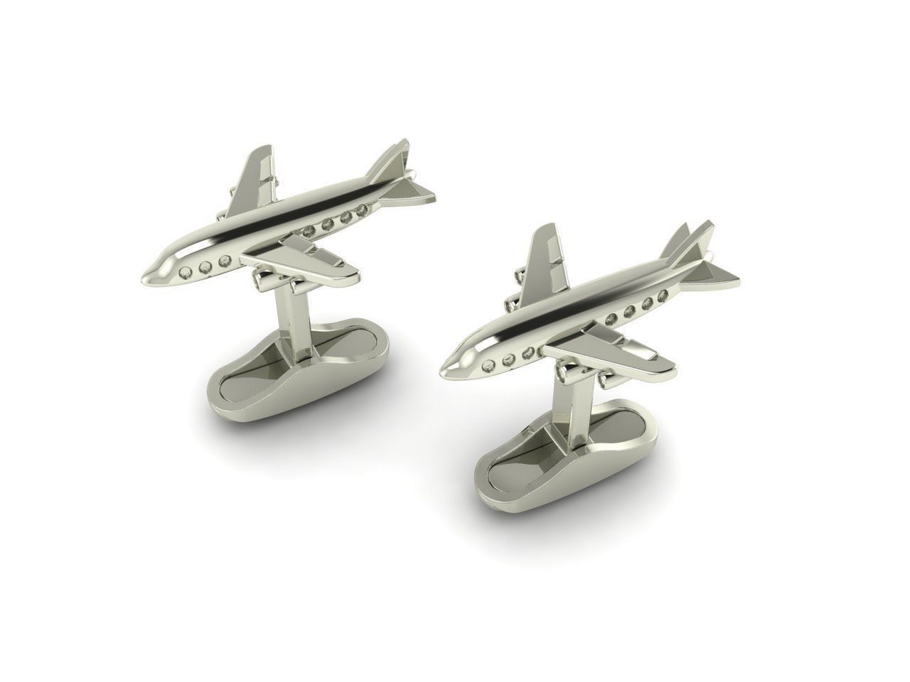 Jewelry Z 1 airplane cufflink gold 3D print model_4