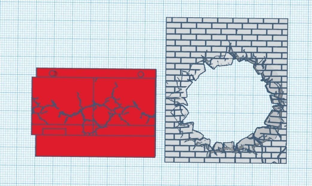 1 12 Scale Smashed Wall Diorama STL File 3D print model_6