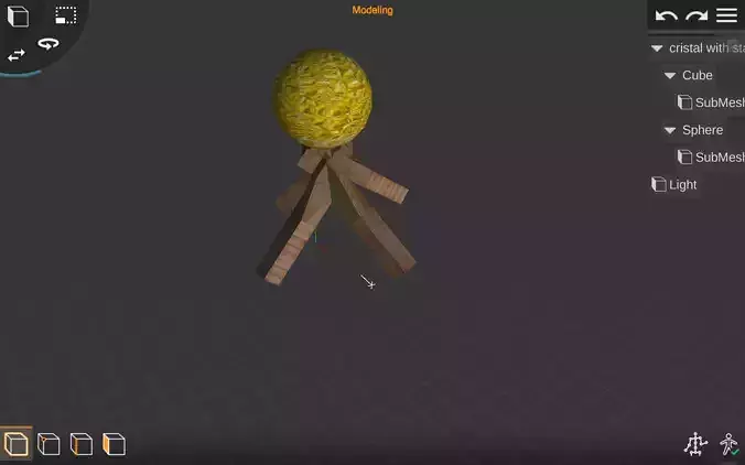 Gold cristal with wood stand for game dev 3d model 3D model