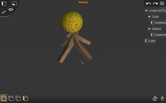 Gold cristal with wood stand for game dev 3d model 3D model