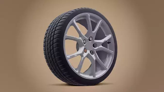 Sports Car Alloy Wheel with Tire Low-poly 3D model