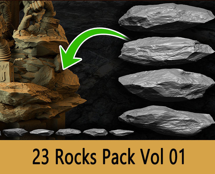 23 Rocks Pack Vol 01 Low-poly 3D model_4