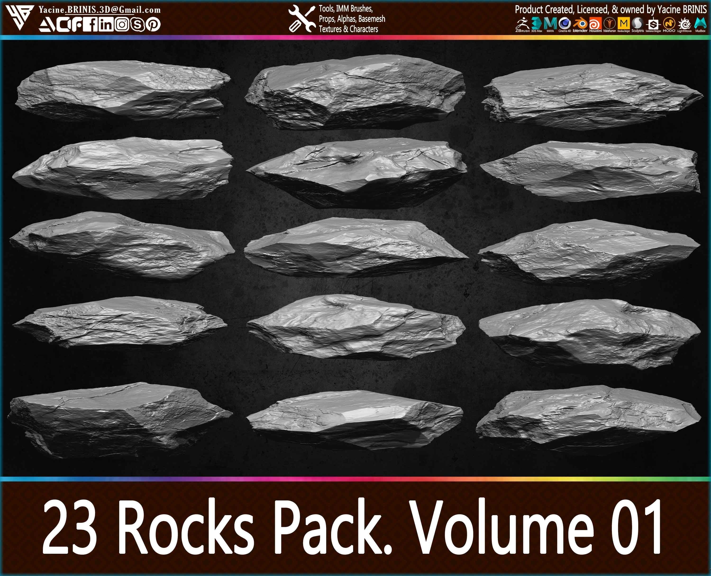 23 Rocks Pack Vol 01 Low-poly 3D model_5