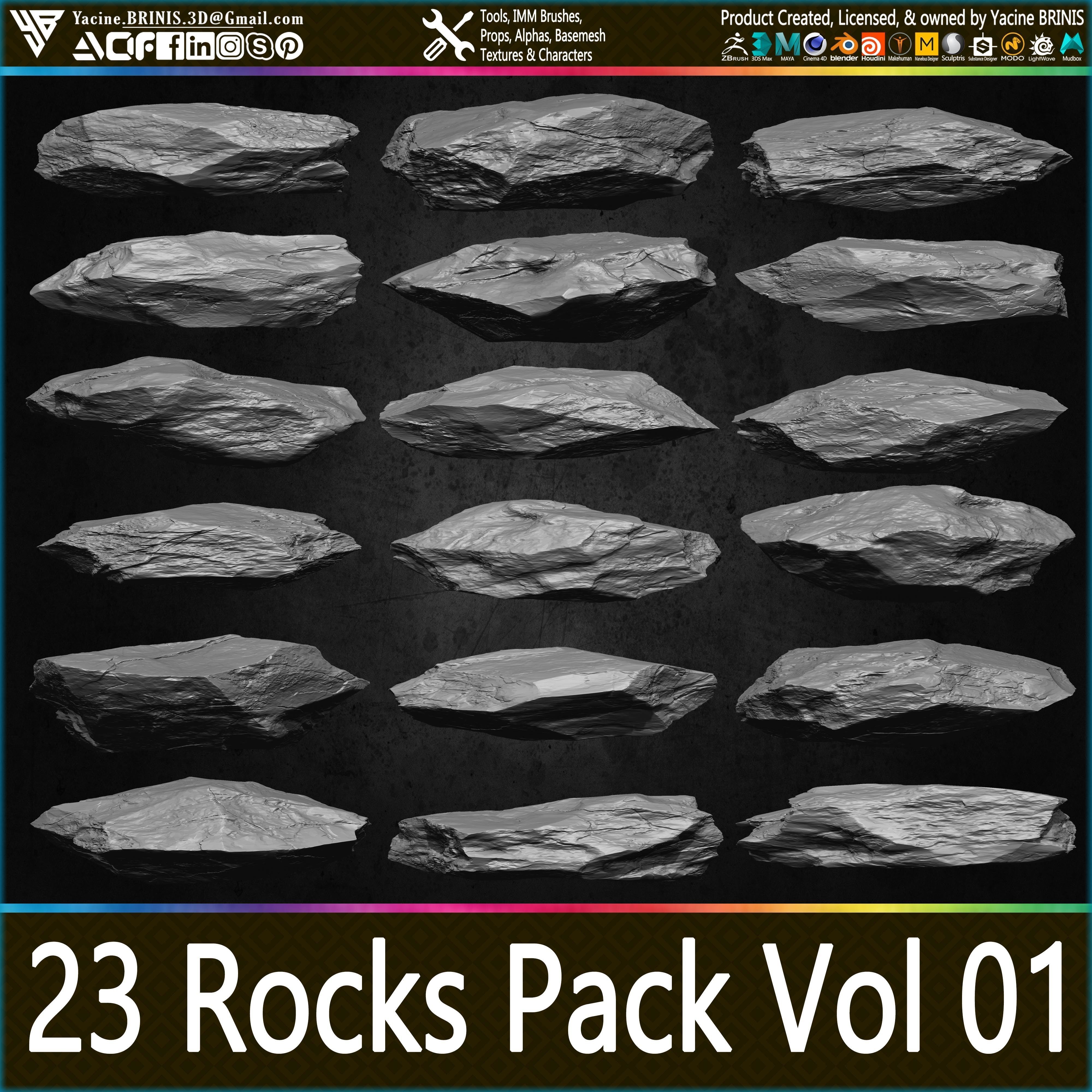 23 Rocks Pack Vol 01 Low-poly 3D model_6