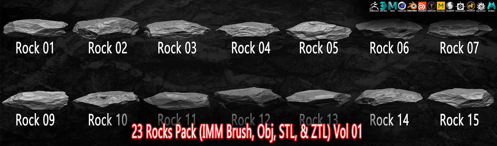 23 Rocks Pack Vol 01 Low-poly 3D model_3