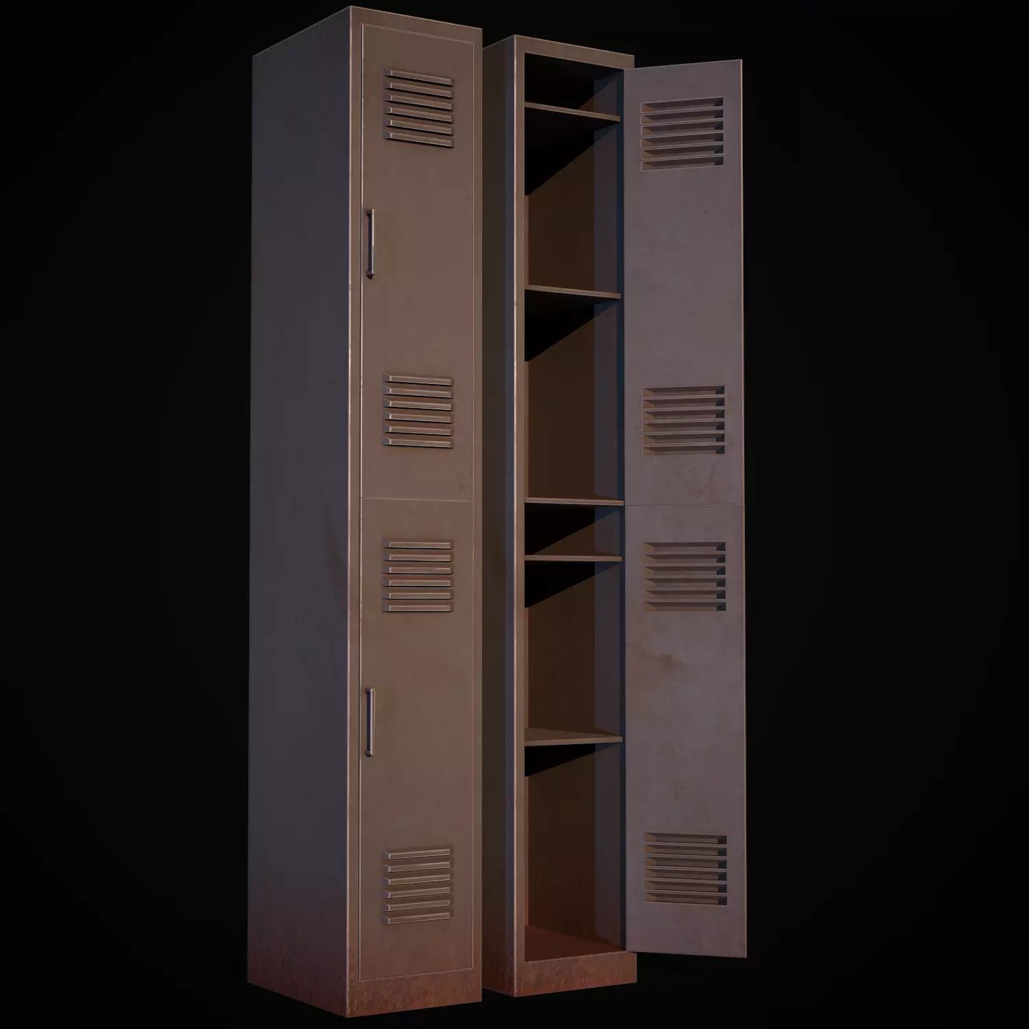 Old School Lockers Metal Low-poly 3D model