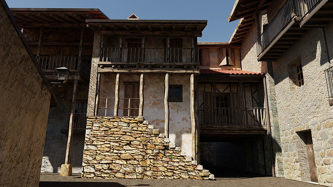 Sequeros town -Salamanca- 3D model
