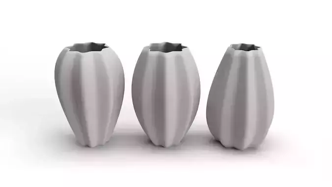 Realistic 3D gray coloured Vase set
