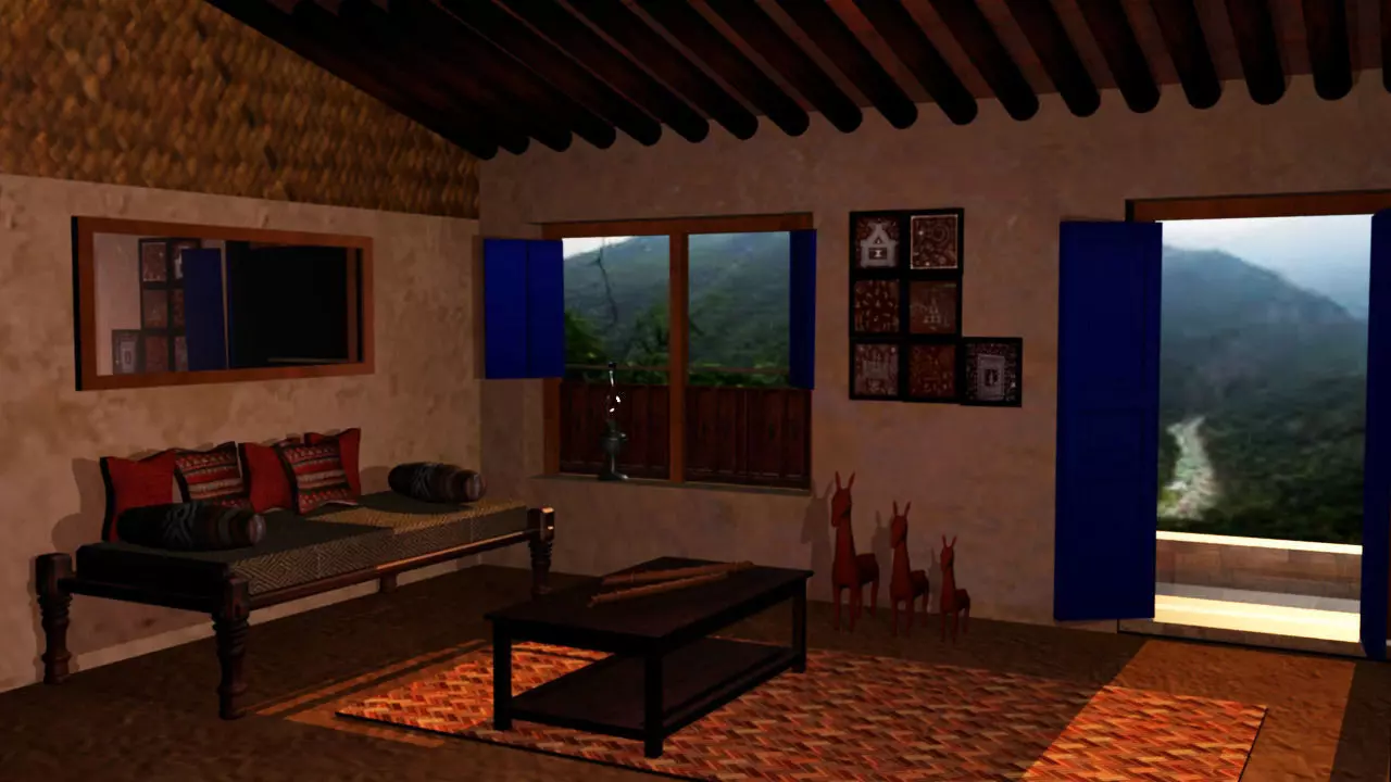 indian interir Low-poly 3D model_0