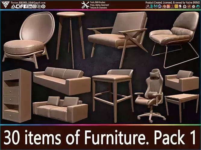 30 items of Furniture Pack 1
