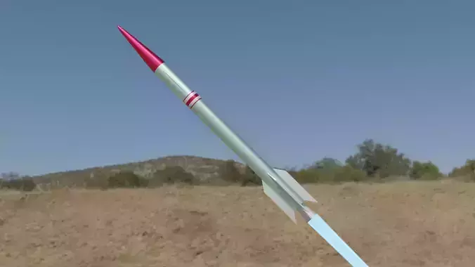 Rocket Low Poly flying in sky