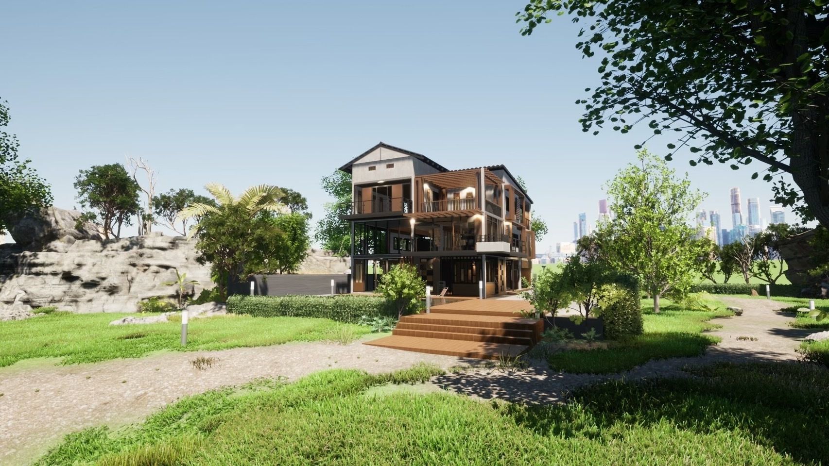 3D house with swimming pool 3D model_23