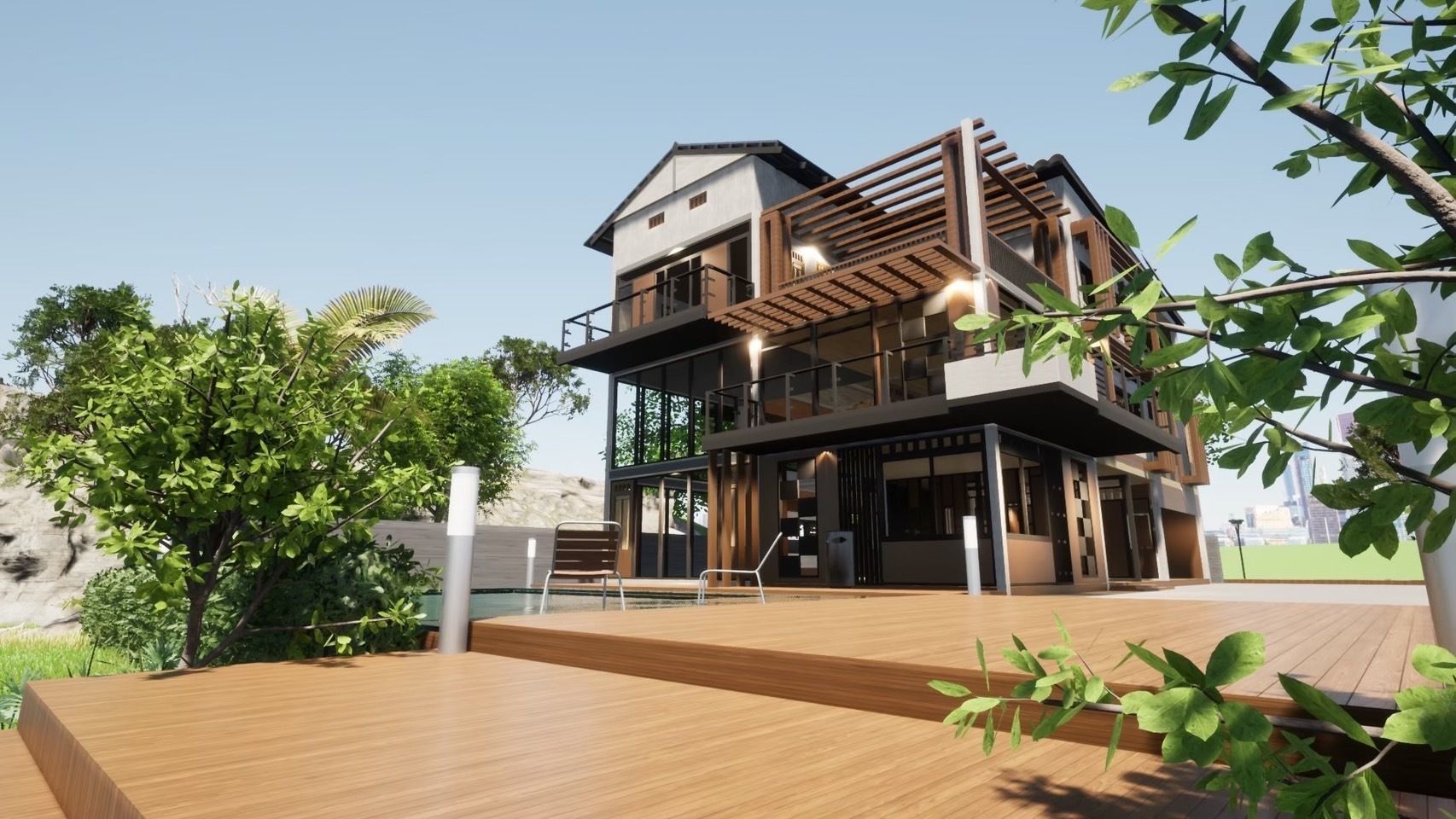 3D house with swimming pool 3D model_10