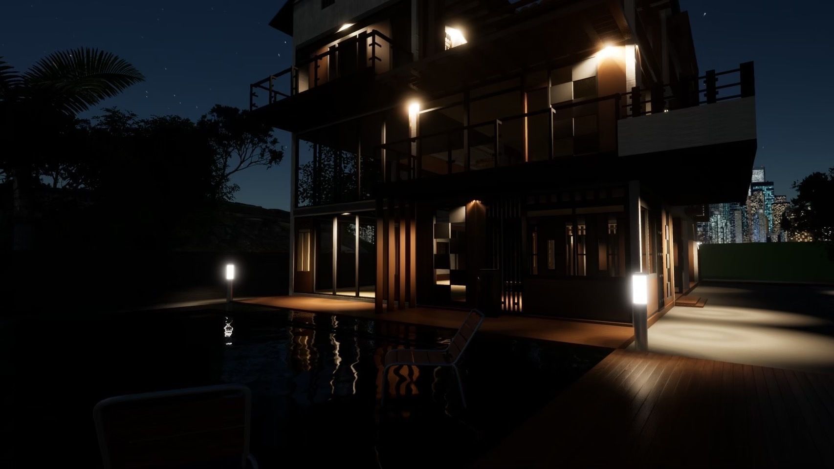 3D house with swimming pool 3D model_28