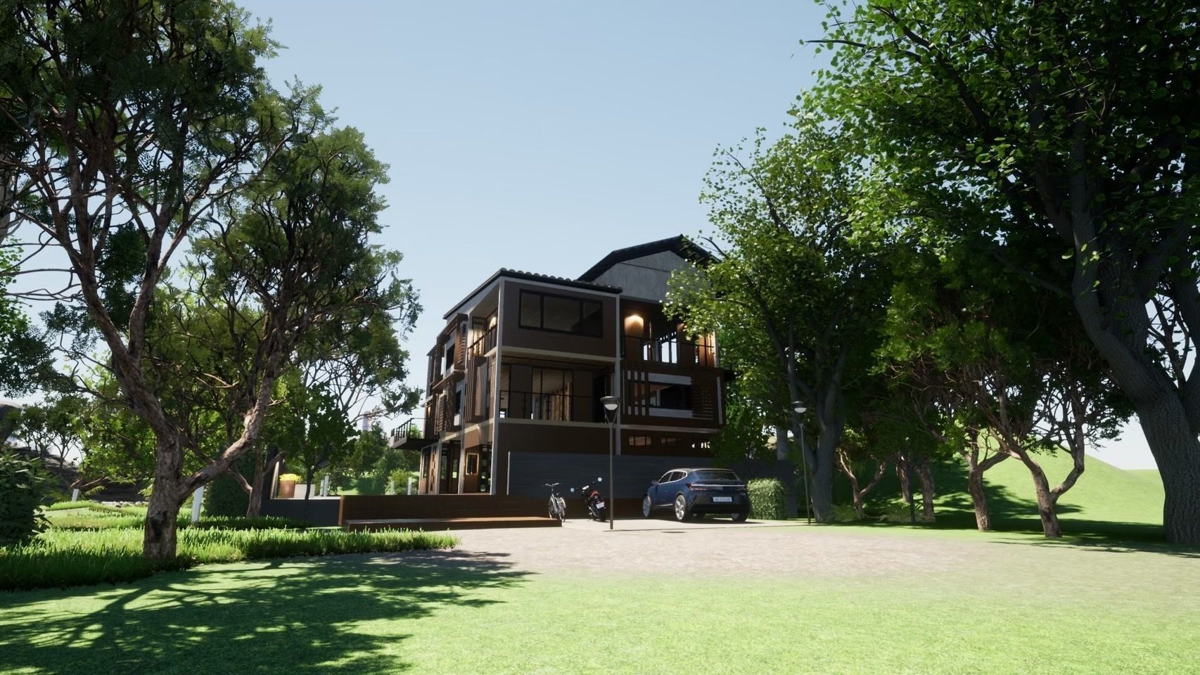 3D house with swimming pool 3D model_13