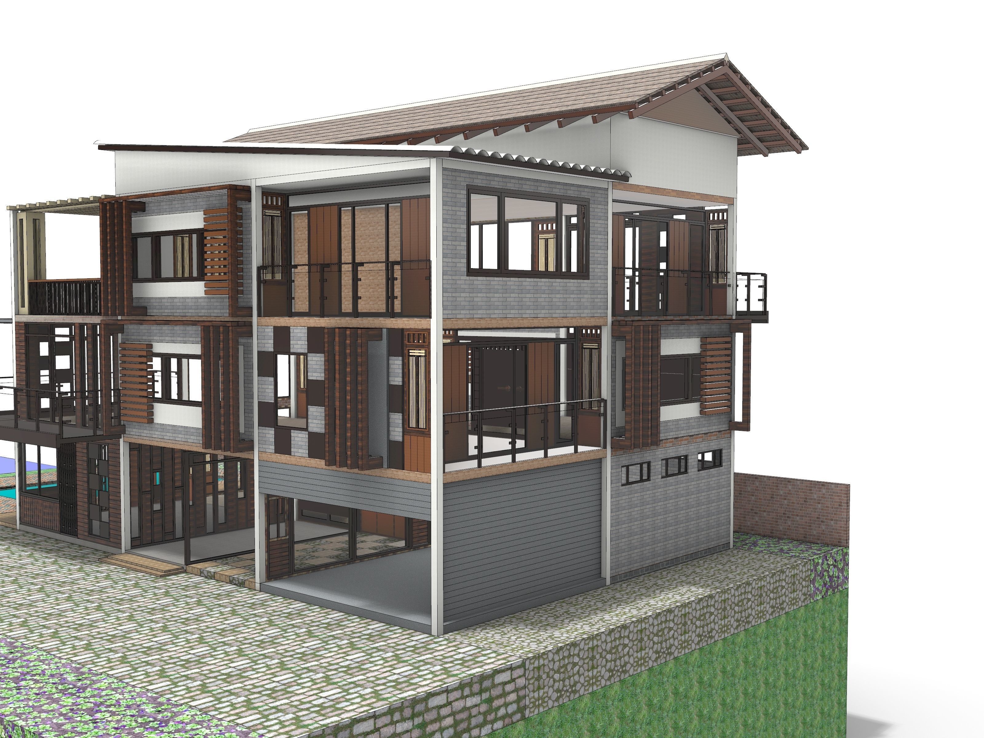 3D house with swimming pool 3D model_33