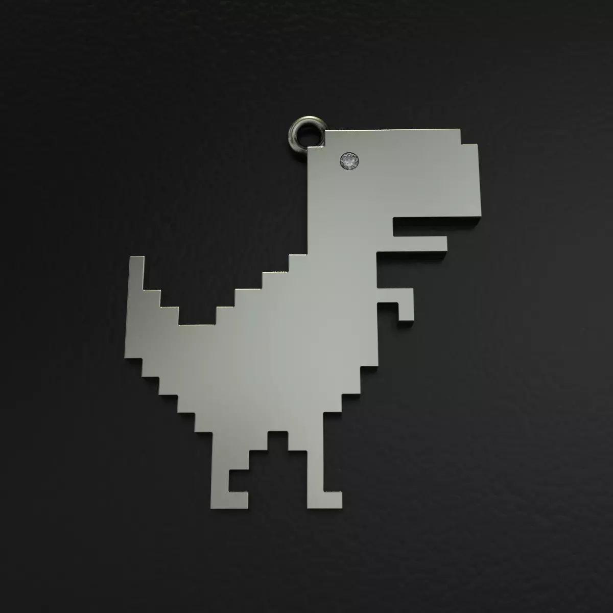 Chrome Dino Pendant 3D print model_0