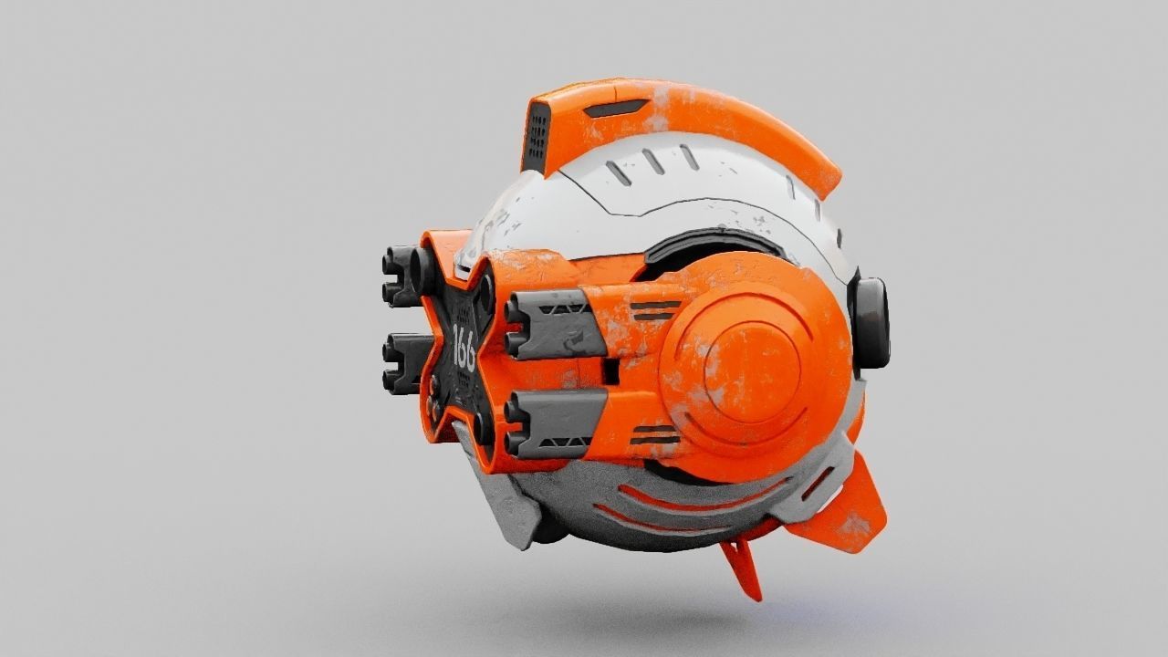 Combat Drone XM09 Rigged 3D model_13