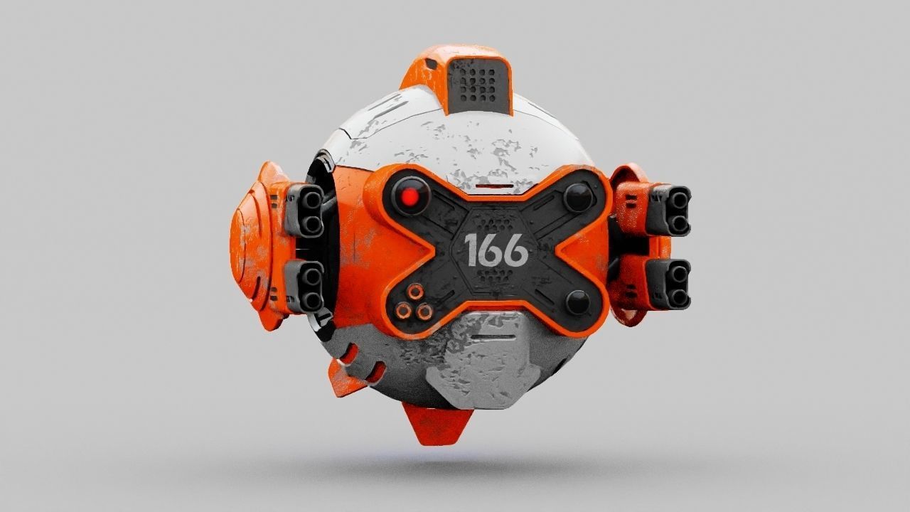 Combat Drone XM09 Rigged 3D model_1