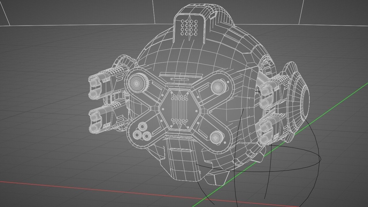 Combat Drone XM09 Rigged 3D model_38