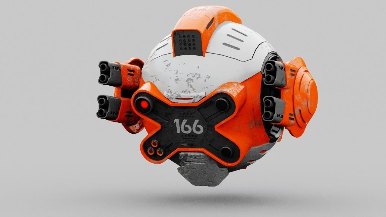 Combat Drone XM09 Rigged 3D model_2