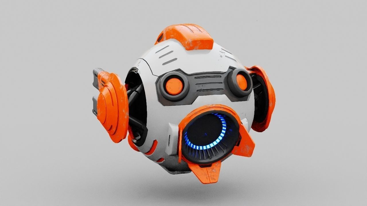 Combat Drone XM09 Rigged 3D model_10