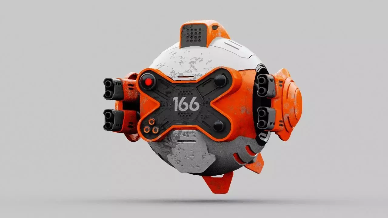 Combat Drone XM09 Rigged 3D model_0