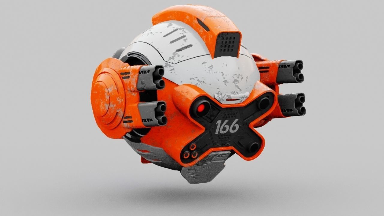 Combat Drone XM09 Rigged 3D model_3