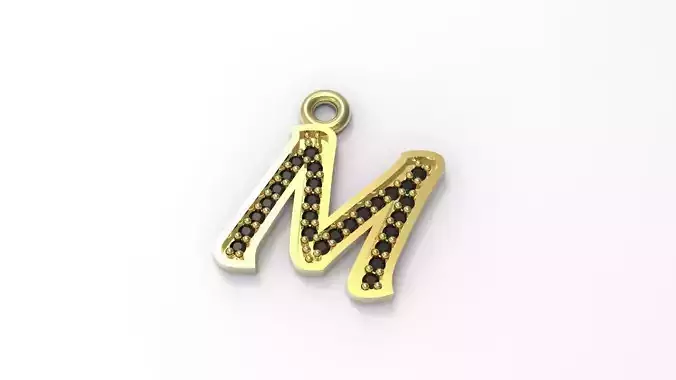 M Letter Alphabet Pendant